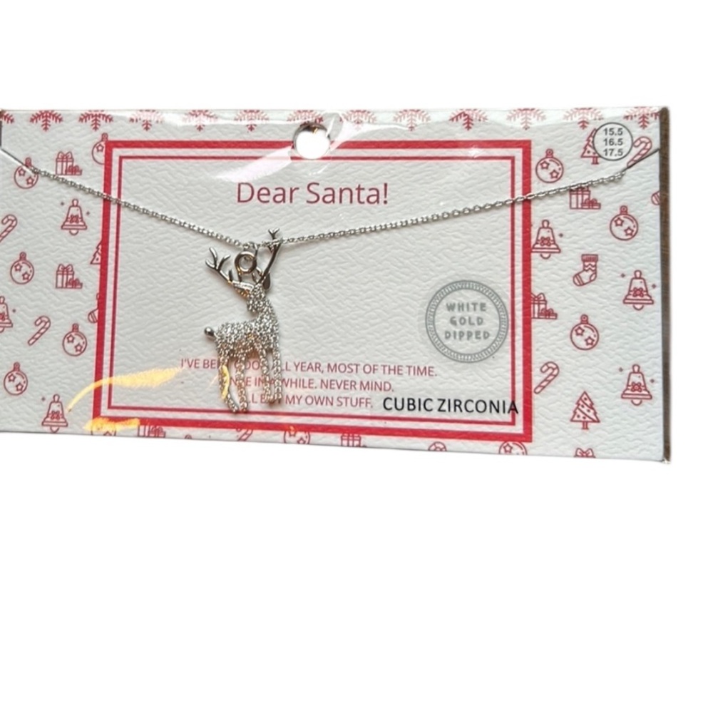 Cubic Zirconia Reindeer Necklace
